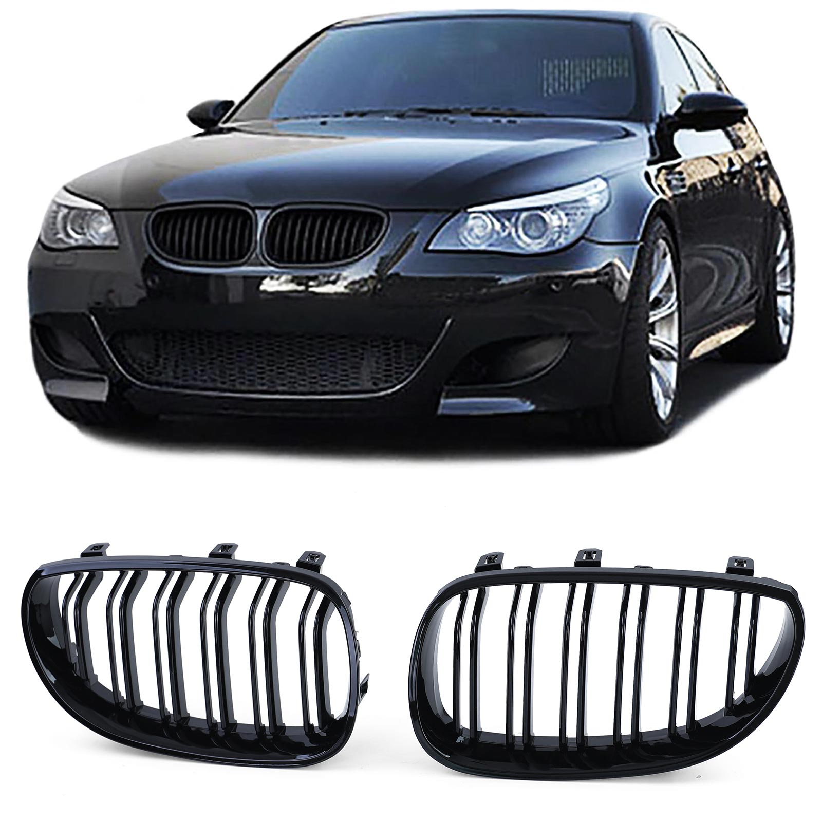 Grill Nieren BMW E60/61 Zwart M3/Motorsport Stripes 05-08