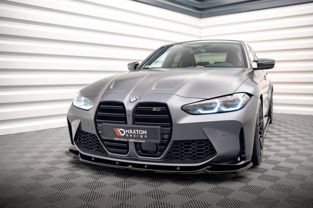 Voorspoiler V.2 BMW M4 G82 / M3 G80 / G81 Maxton Glans Zwart