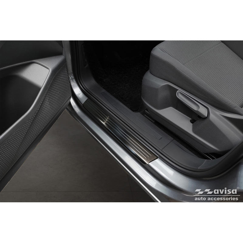 Zwart RVS Instaplijsten  Volkswagen Caddy V 2020- 'Lines' - 2-delig
