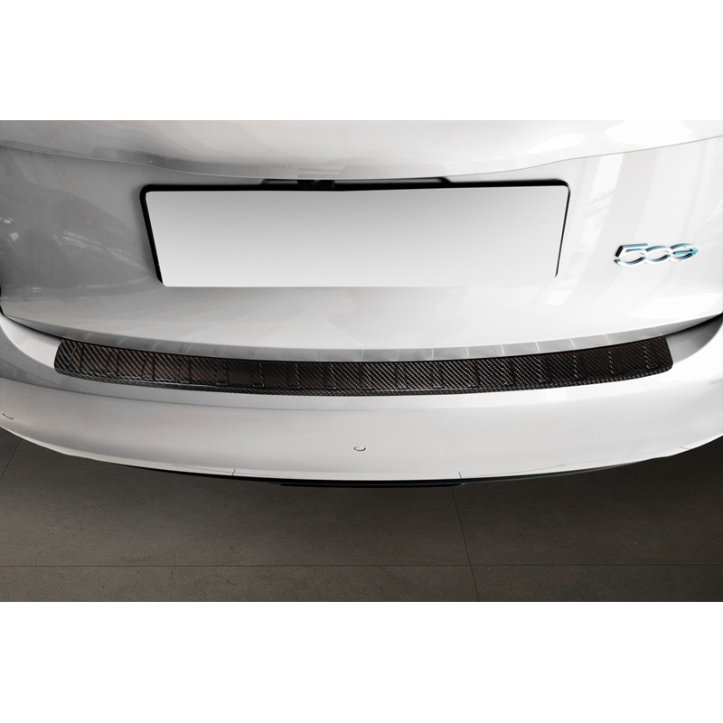 Echt 3D Carbon Achterbumperprotector  Fiat 500e Berlina, 3+1 & Cabrio 2020- 'Ribs'