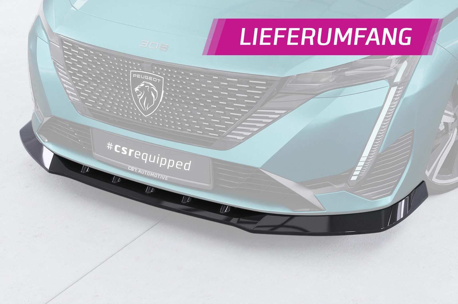 Voorspoiler Peugeot 308 (P51) glans zwart