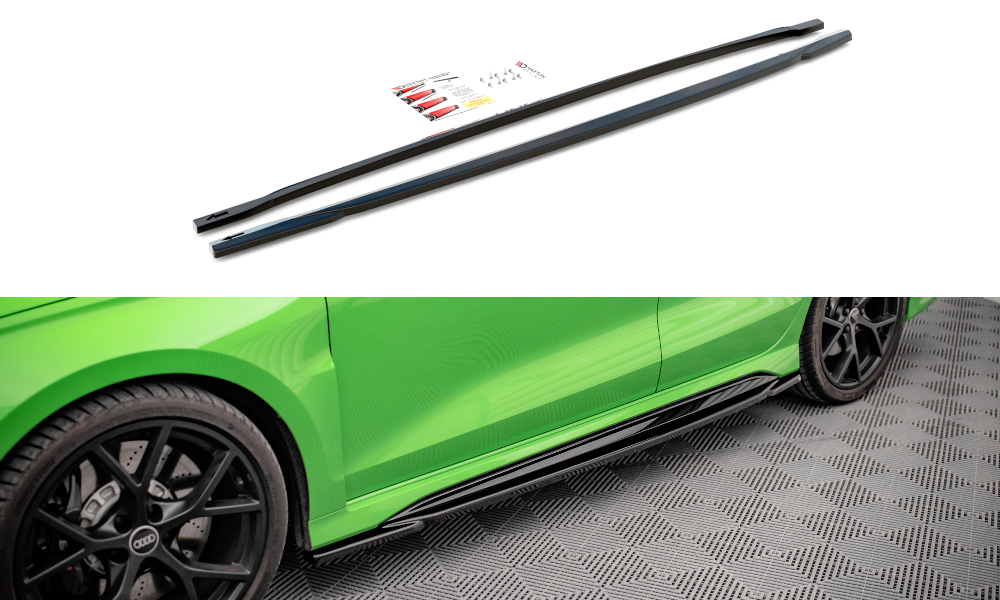 Zijskirts Audi RS3 8Y Limousine Maxton Glans Zwart