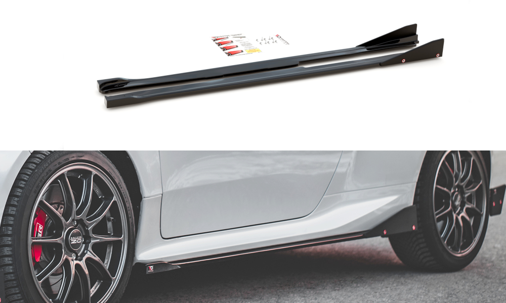 Zijskirts met Canards V.2 Toyota GR Yaris MK4 Maxton Glans Zwart