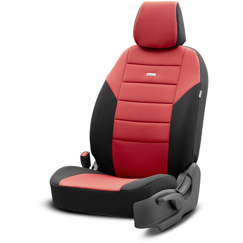 otoM Universele Stoffen Stoelhoezenset 'SelectedFit One' Zwart/Maroon - 10-delig - geschikt voor Side-Airbags