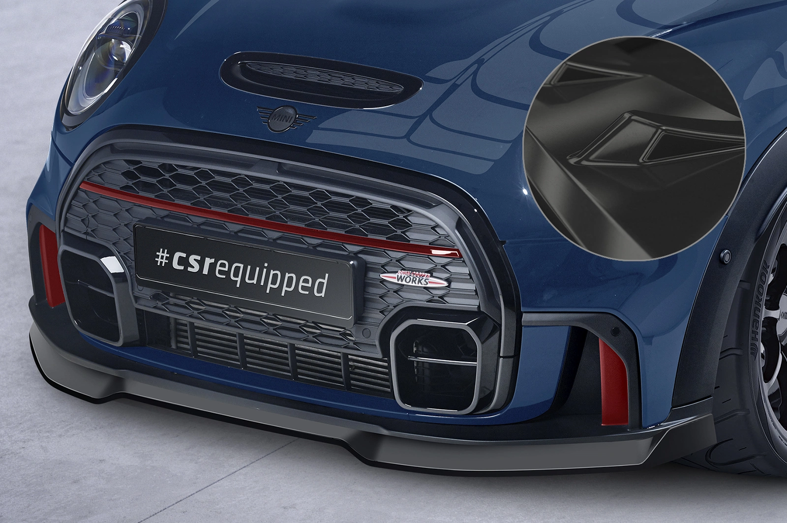 Voorspoiler Mini F55, F56, F57 JCW-Trim Glans Zwart (2e Facelift, 2021–) CSR
