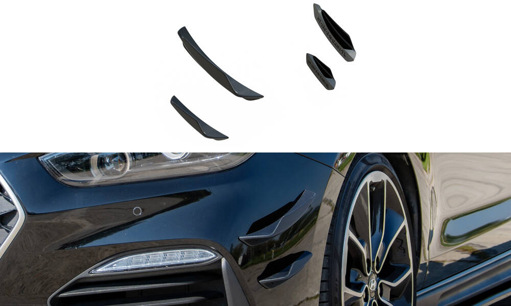 Voorbumper ( Canards ) Hyundai I30 N MK3 Maxton Glanzend zwart