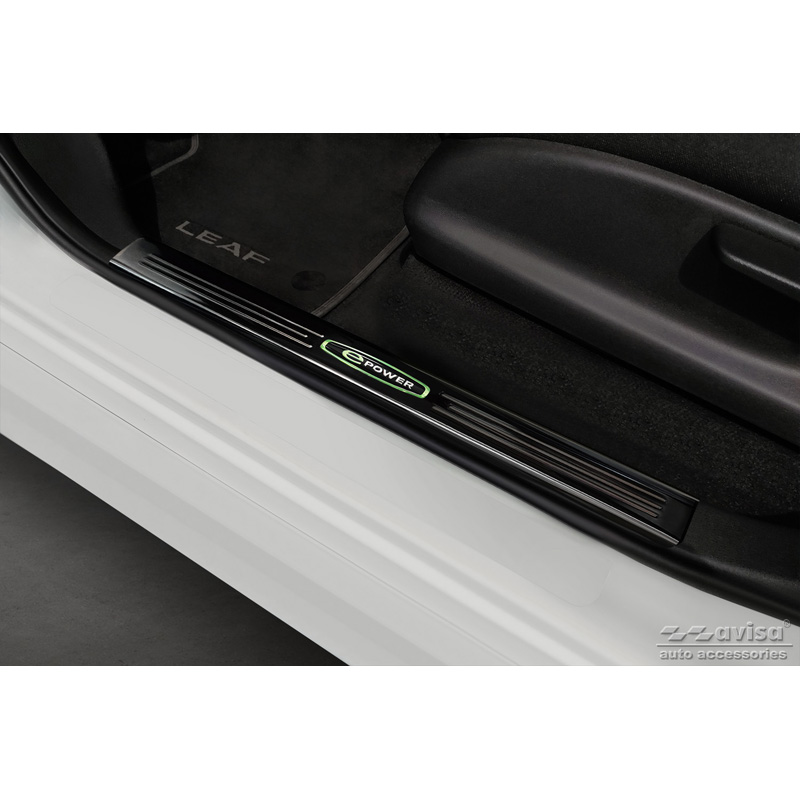 Zwart glanzend RVS Instaplijsten  Nissan Leaf II (2E1) 2017-2022 & Facelift 2022- 'E-Power' - 4-delig