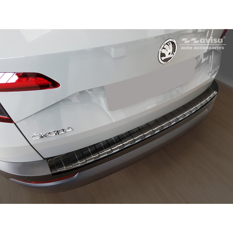 Zwart RVS Achterbumperprotector  Skoda Karoq 2017-2022 'Ribs'