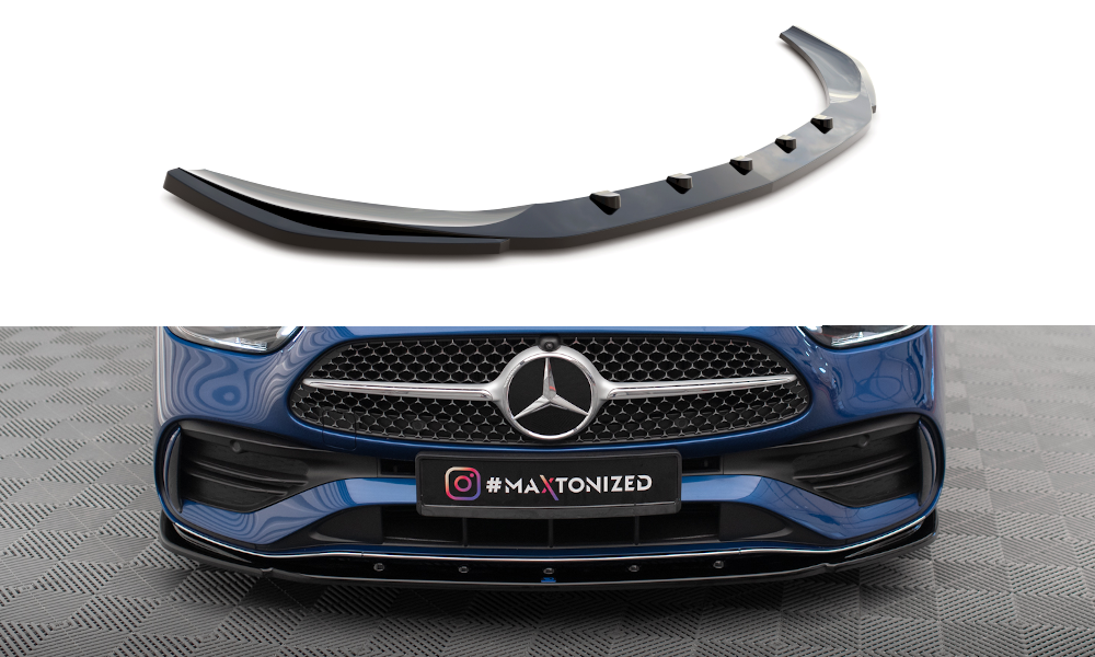 Voorspoiler V.2 Mercedes C Klasse AMG Pakket / C43 AMG W206 Maxton Glans Zwart