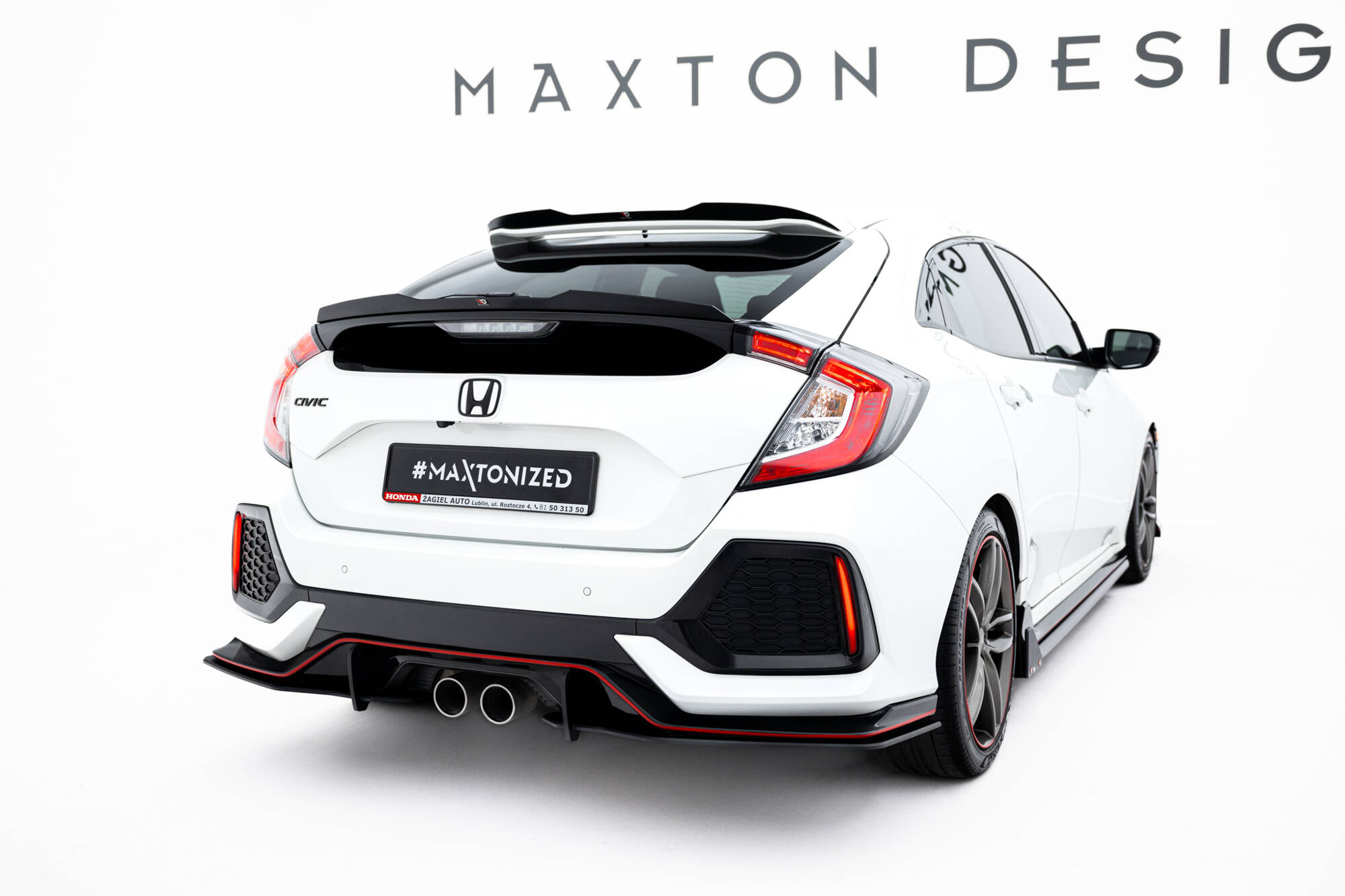Street Pro Achterzij Spoilers V.2 Honda Civic Sport MK10 Facelift Maxton Glanzend zwart