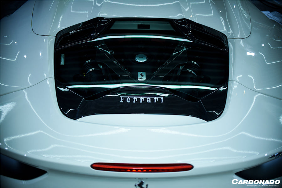 Ferrari 488 Spyder Carbon Fiber Engine Motorkap met Glass 2015-2019