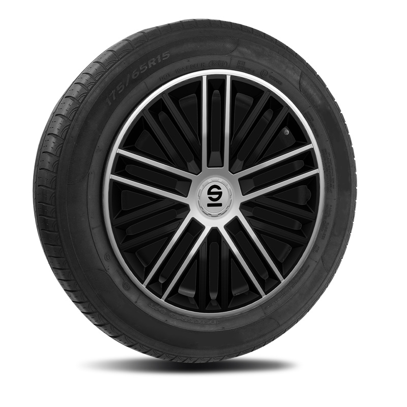 Sparco Wieldoppen Bergamo - 14-inch - Zwart/Zilver - Set van 4 stuks