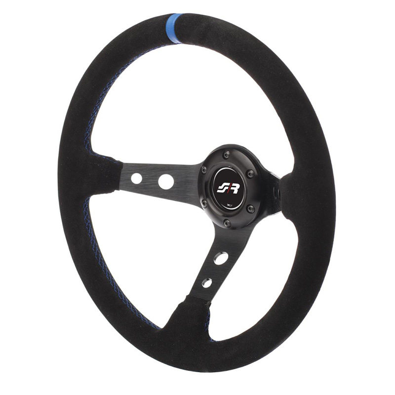 Simoni Racing Universeel Sportstuur Shakedown - Zwart Suède/Blauw - Diameter 350mm