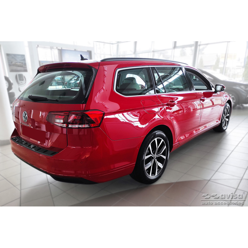 Zwart RVS Achterbumperprotector  Volkswagen Passat Variant 2014-2019 & Facelift 2019-2023 (incl. R-Line/Alltrack) 'STRONG EDITION'