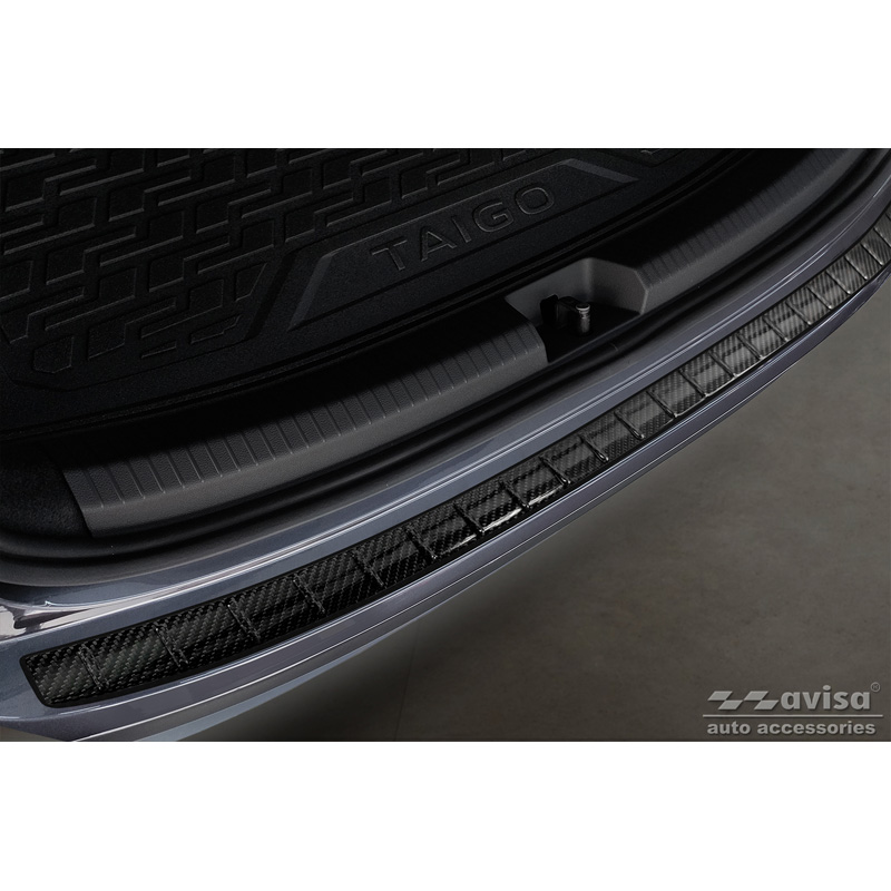 Echt 3D Carbon Achterbumperprotector  Volkswagen Taigo 2021- 'Ribs'