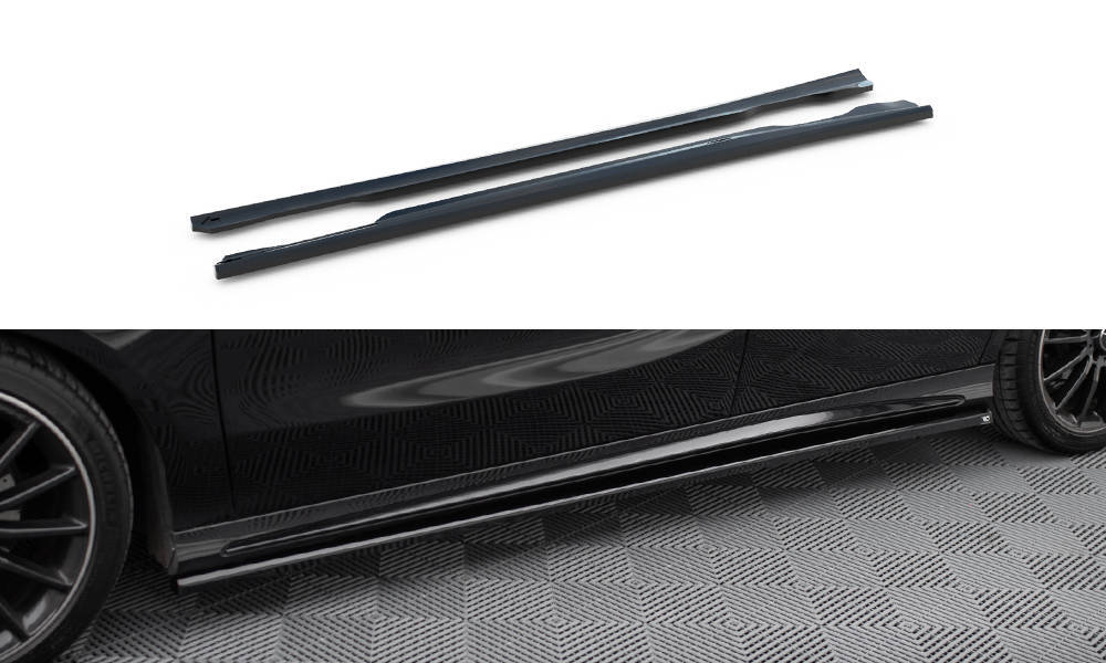 Zijskirts Mercedes A Klasse AMG Line / A45 AMG W176 Maxton Glans Zwart