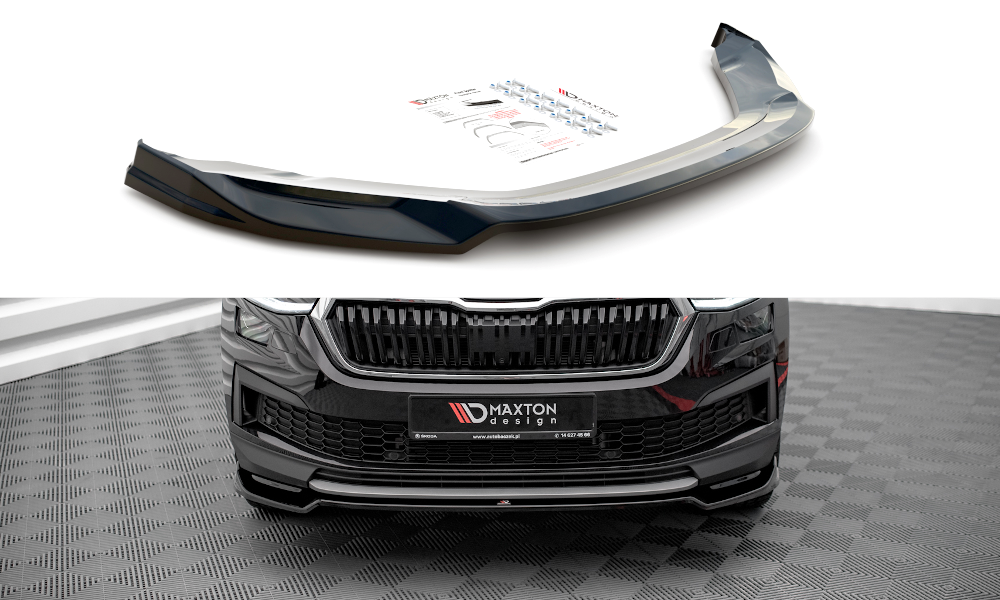 Voorspoiler V.2 Skoda Kodiaq Mk1 Facelift sportline Maxton Design glans zwart