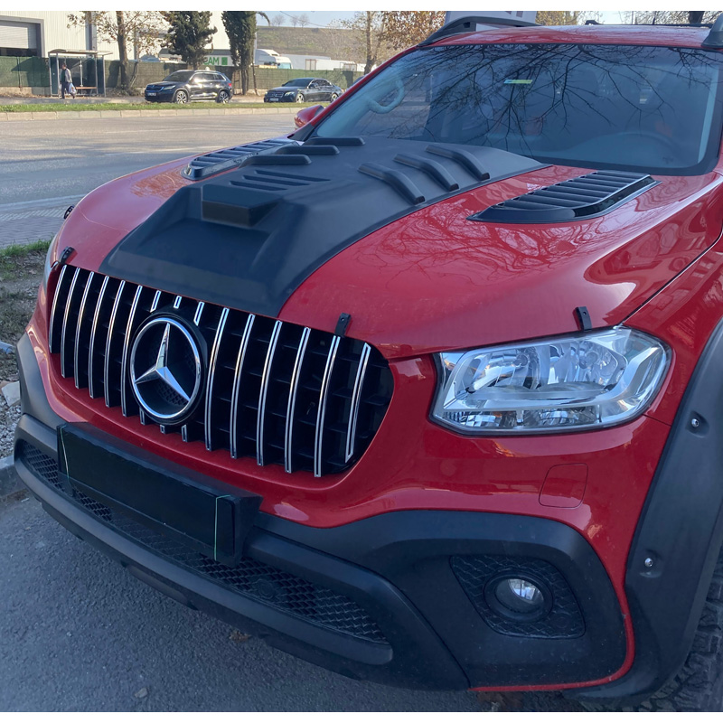 Motorkapluchtinlaat (Scoop)  Mercedes X-Klasse W470 2017- - Matzwart