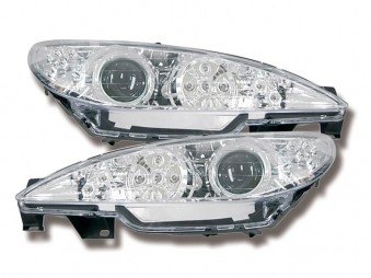 Faros Peugeot 206 98-05 Led DRL cromo