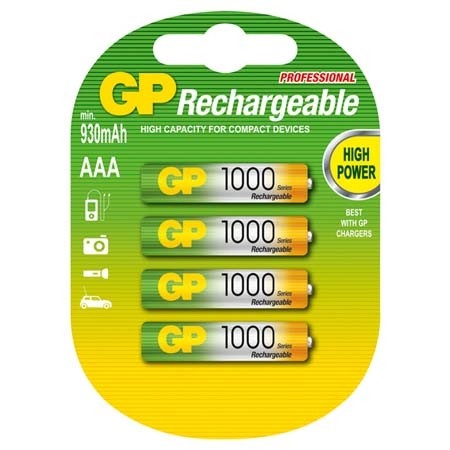 GP 1,2V 4x Batterijen 'NiMH/AAA 970mAh'