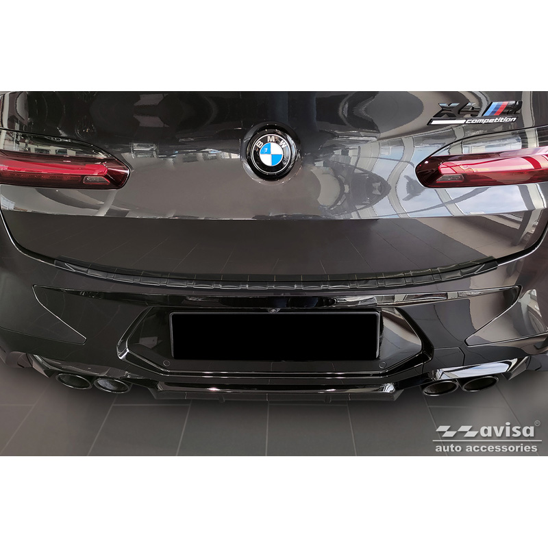 Zwart RVS Achterbumperprotector  BMW X4 G02/F98 M Competition Facelift 2021- 'Ribs'