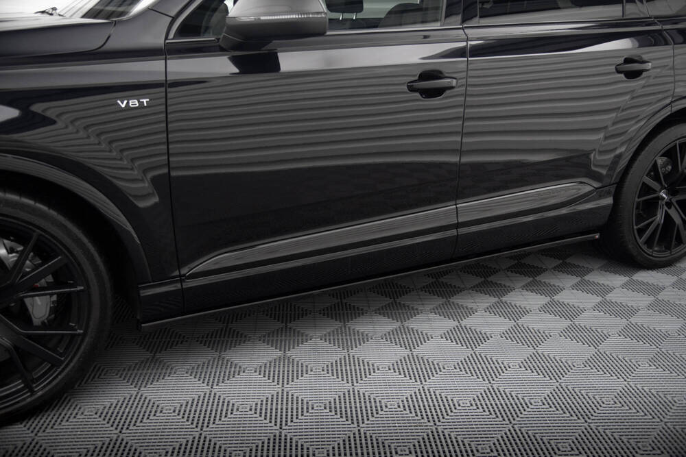 Zijskirts V.2 Audi SQ7 / Q7 S-Line Maxton Glanzend Zwart