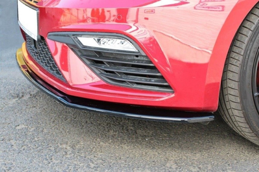Voorspoiler passend voor Seat Leon FR 5F Maxton Design glans zwart V.2