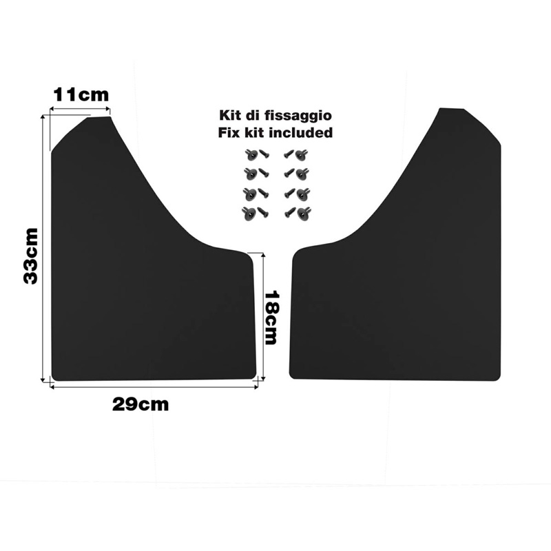 Simoni Racing Universele spatlappen set - Zwart - incl. bevestigingsschroeven - Zwart ABS