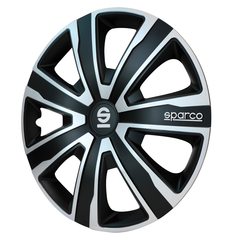 Sparco Wieldoppen Palermo - 16-inch - Zilver/Zwart - Set van 4 stuks
