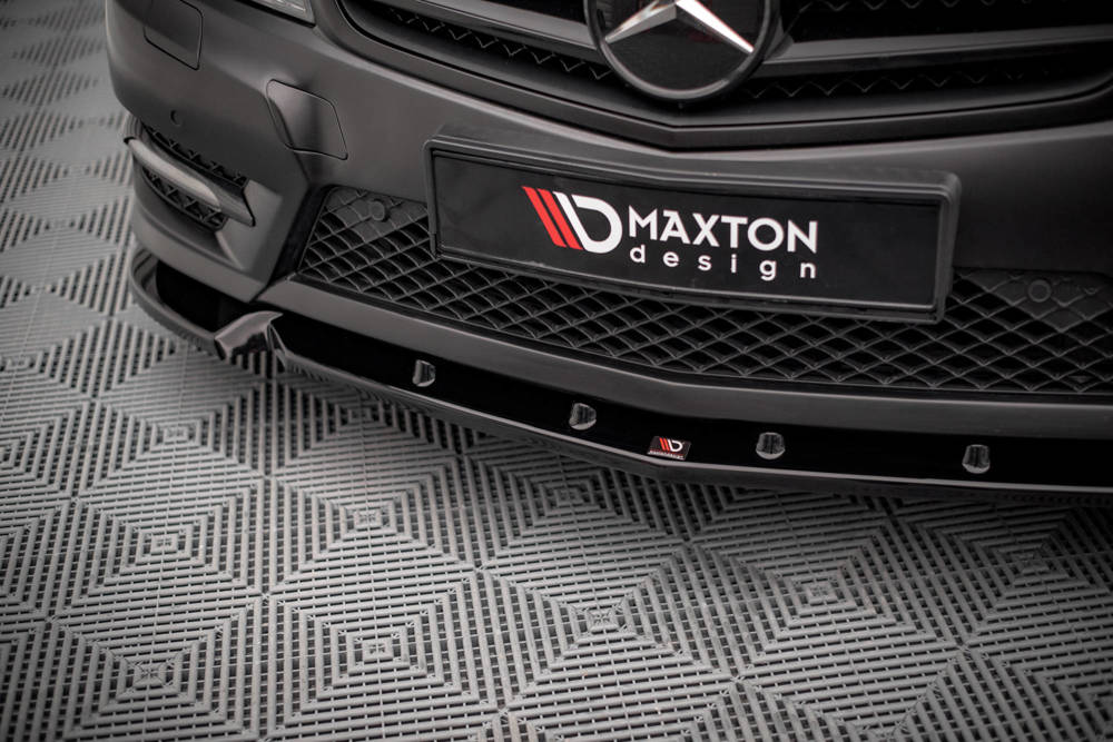 Voorspoiler V.1 Mercedes C Klasse Coupe AMG Pakket W204 Maxton Glans Zwart