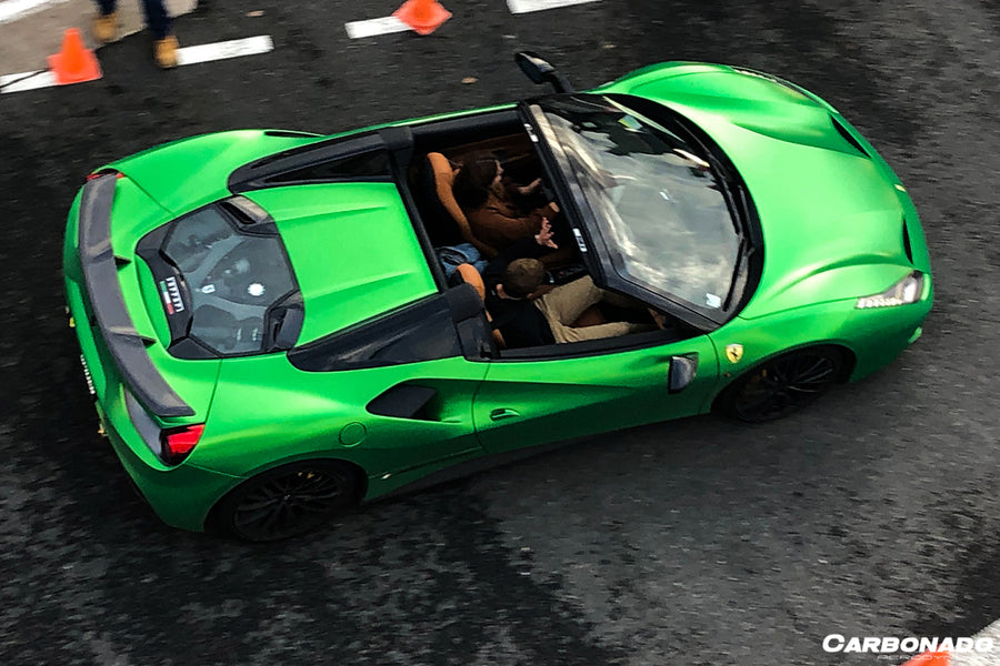 Ferrari 488 Spyder Carbon Fiber Engine Motorkap met Glass 2015-2019