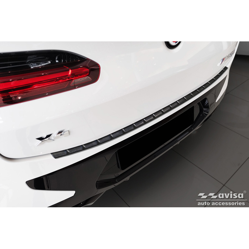 Zwart RVS Achterbumperprotector  BMW X4 G02 FL 2021- met M-Pakket 'Ribs'