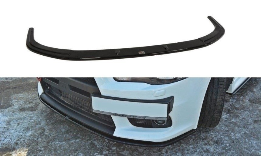 Voorspoiler Mitsubishi Lancer Evo X Maxton Design V.2 glans zwart