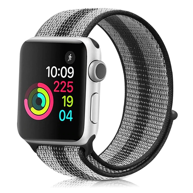 Apple watch nylon loop sport band - Sport Grijs