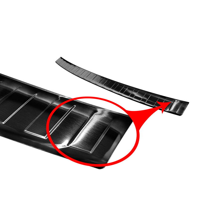Zwart RVS Achterbumperprotector  Volkswagen Caddy 2004-2015 & FL 2015-2020 'Ribs'