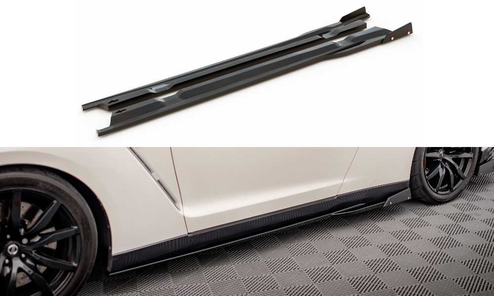 Zijskirts met Canards Nissan GTR R35 11-16 Maxton Glans Zwart