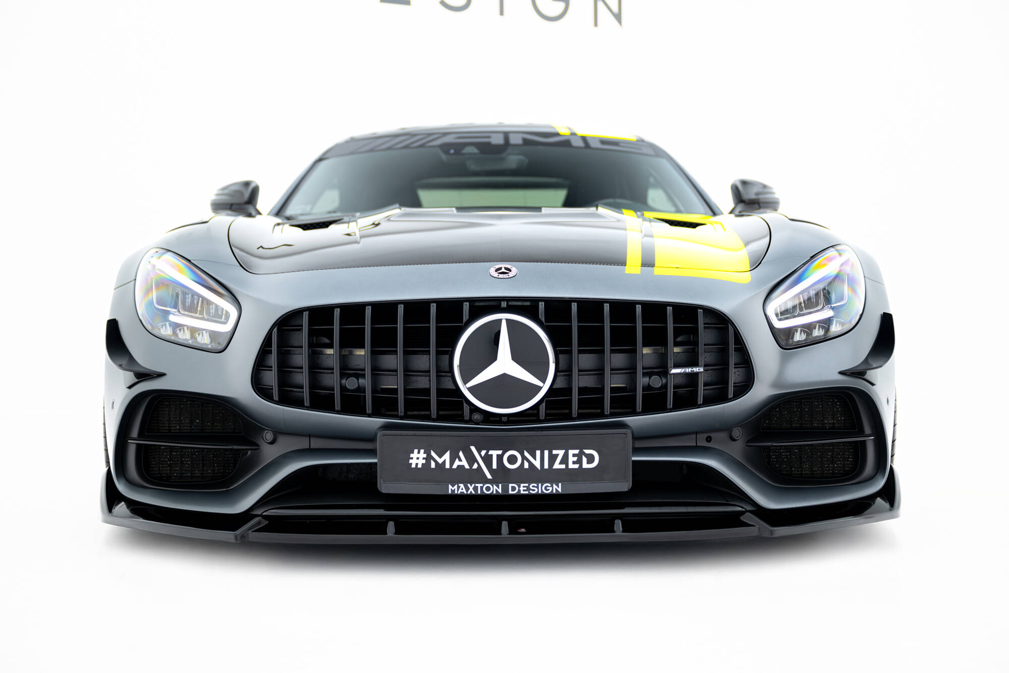 Voorspoiler Mercedes-AMG GT C C190 Facelift Maxton Glanzend zwart