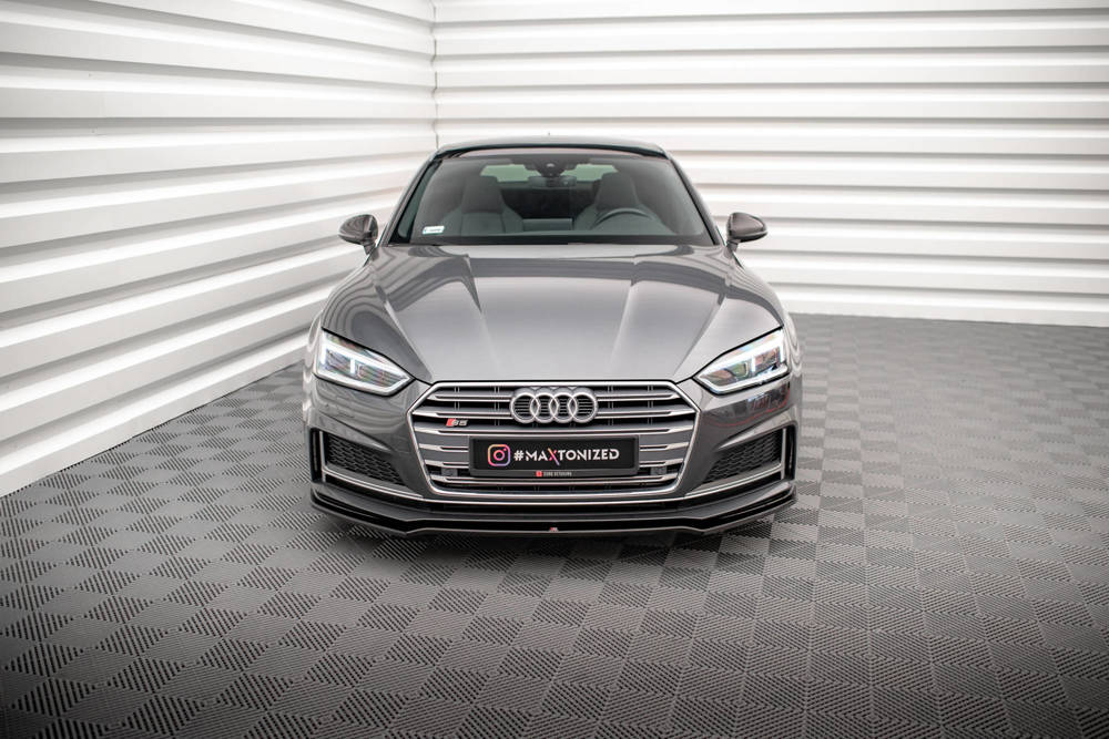 Voorspoiler Audi S5 / A5 S-Line F5 Coupe / Sportback V.1 Glanzend Zwart