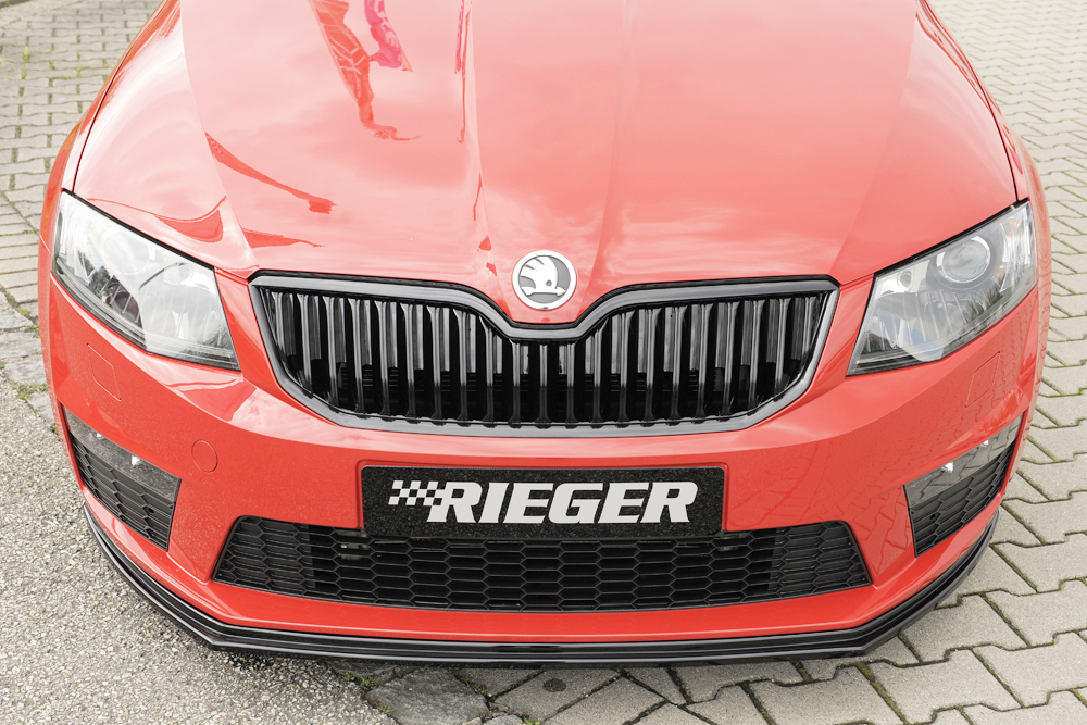 Voorspoiler Skoda Octavia RS 5E 2013-2017 Zwart Glans Rieger