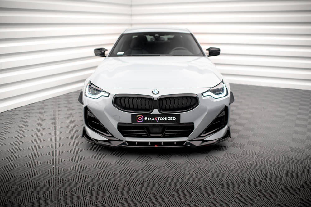 Voorspoiler V.2 met Canards BMW 2 Serie G42 Coupe M Pakket & M240i Maxton Glans Zwart