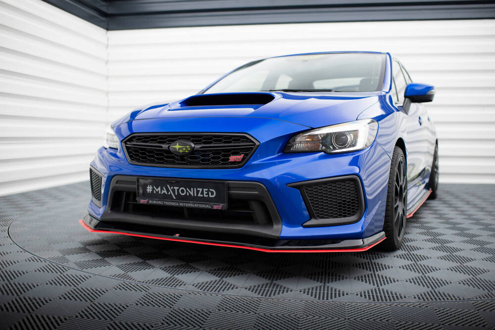 Voorspoiler V.2 Subaru Impreza WRX STI GK Maxton Glans Zwart / Rood