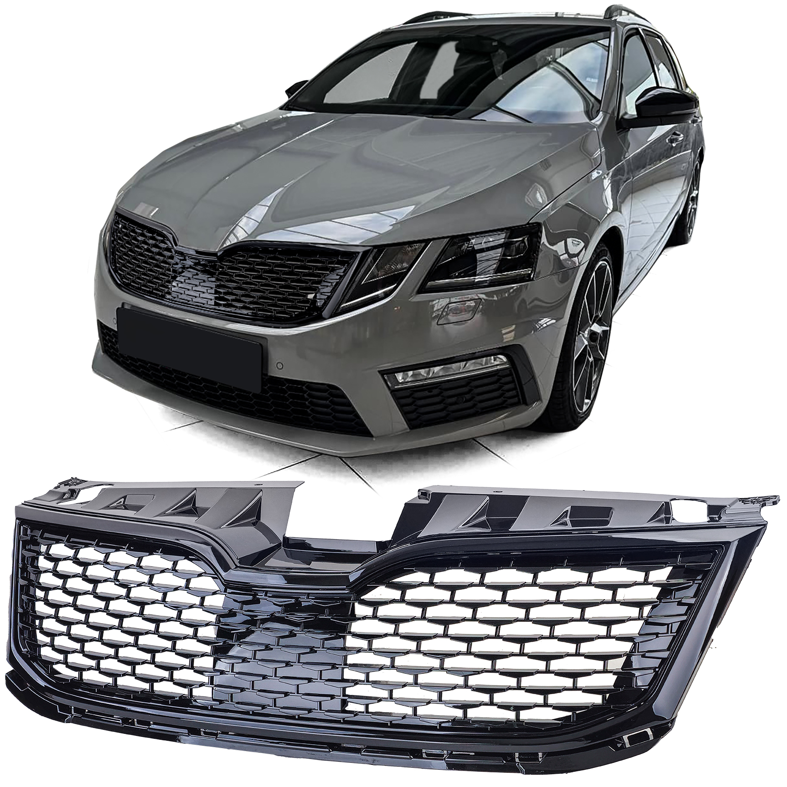 Grill Skoda Octavia 5E Facelift 2017-2020 glanzend zwart