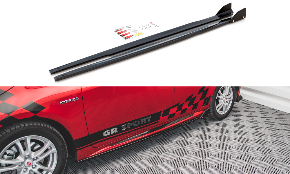 Zijskirts met Canards V.1 Toyota Collora GR Sport Hatchback XII Maxton Glans Zwart