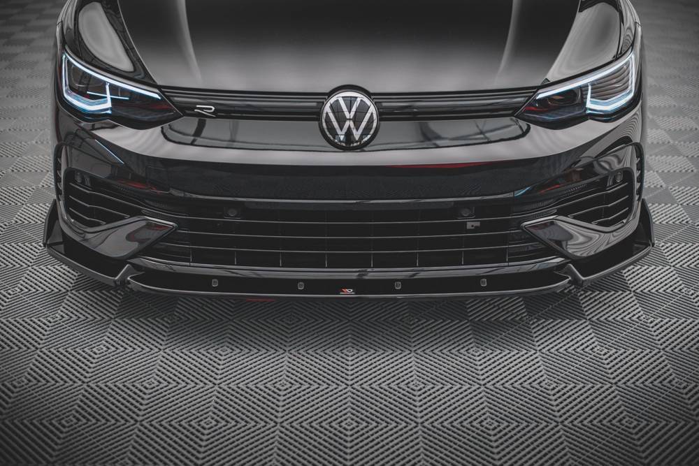 Voorspoiler V.2 met Canards Volkswagen Golf 8 R Maxton Glans Zwart