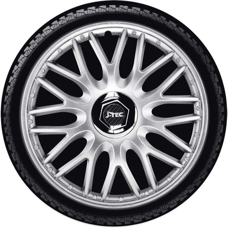 4-Delige J-Tec Wieldoppenset Orden R 14-inch zilver + chroom ring