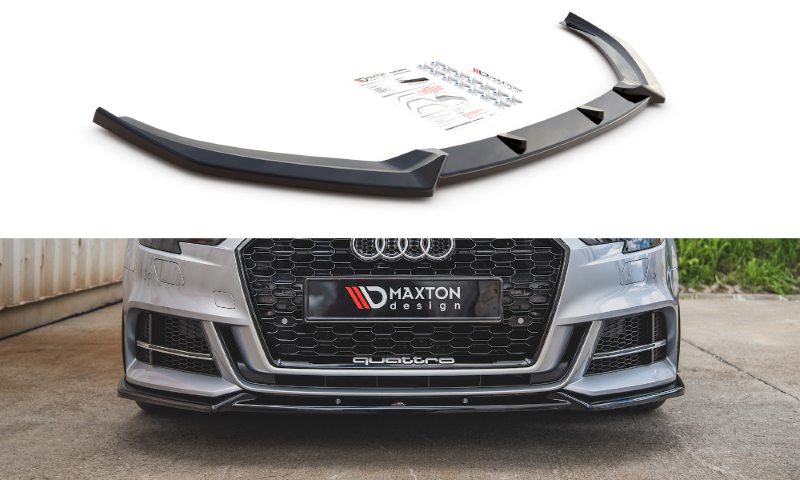 Voorspoiler V.3 Audi S3 / A3 S-Line 8V FaceLift Glanzend zwart