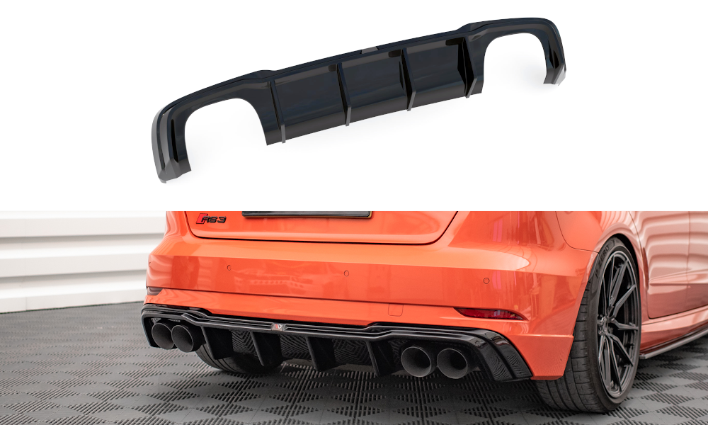 Diffuser Audi RS3 8V Sportback FL Maxton Glans Zwart met Milltek Uitlaat Zwart