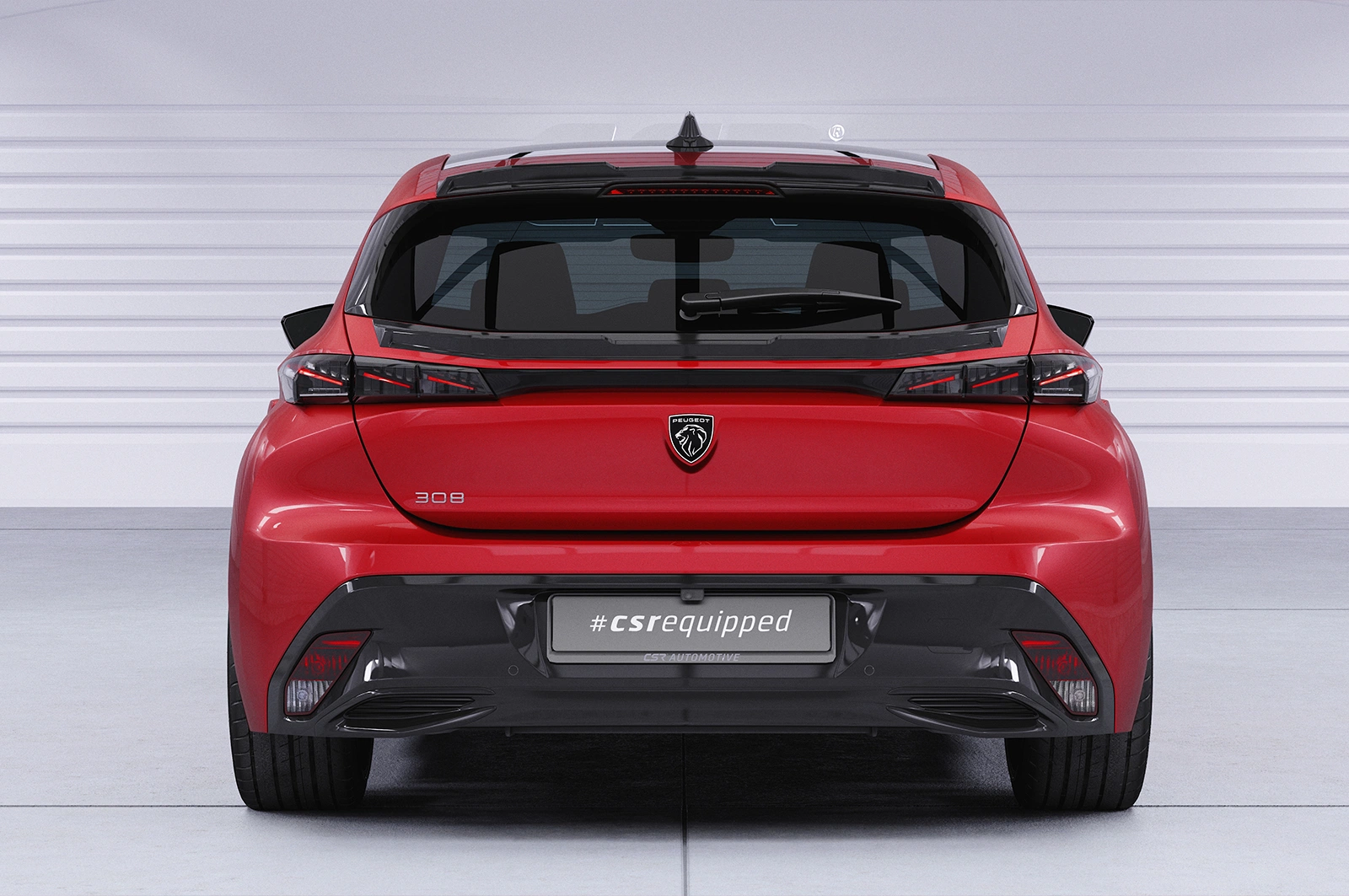 Achterspoiler Peugeot 308 (P51) glans zwart
