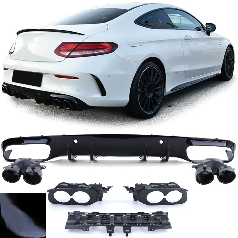 Diffusor Mercedes C205 A205 Coupe / Cabrio 15-19 C43 Design Zwart