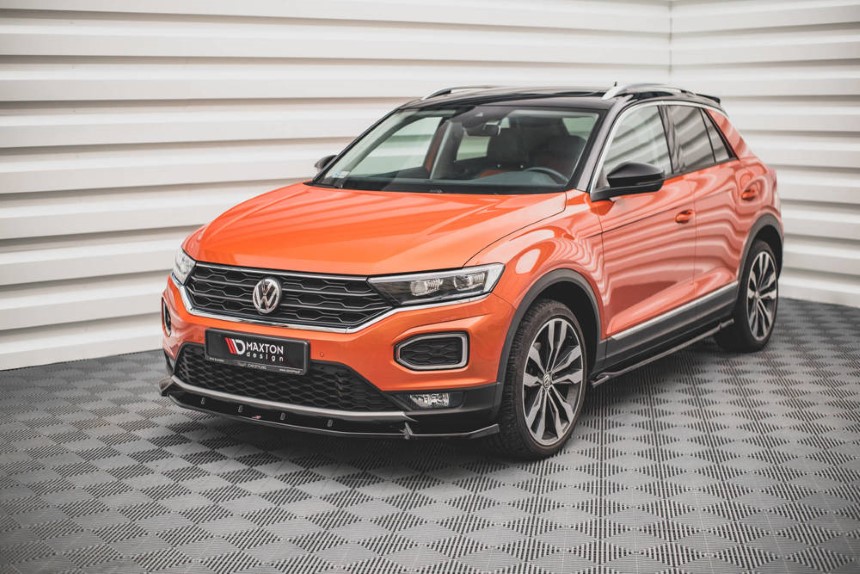 Voorspoiler V.2 VW T-Roc Glans Zwart